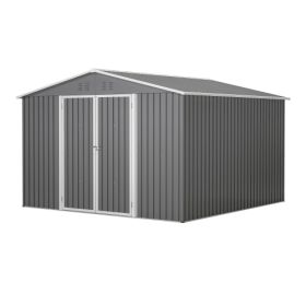 10 X 10 FT Outdoor Storage Shed, Large Metal Tool Sheds With Updated Frame Structure And Lockable Doors, Garden Shed For Backyard Garden Patio Lawn, G
