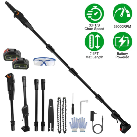 6in Cordless Pole Saw 7.4FT Maximum Extendable Length 35FT S Speed Electric Pole Chainsaw 2Pcs 3.0Ah Batteries And Charger Included For Pruning Trimmi