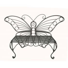 Modern Outdoor Butterfly Garden Bench in Black Metal Finish
