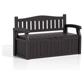 Heavy Duty Black Plastic Outdoor Storage Garden Bench Patio Deck Box