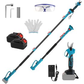 1Set 2 In 1 Electric Pruning Shear With Extension Pole 21V 4.0Ah Batteries Powered Cordless Pruner Reach 13FT High 0.98in Cutting Diameter For Tree Tr