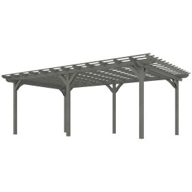 12' x 20' Outdoor Pergola, Wood Gazebo Grape Trellis with Stable Structure for Climbing Plant Support, Gray