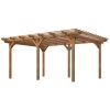 12' x 16' Outdoor Pergola Grape Trellis, Wood Gazebo with Stable Structure for Garden, Patio, Backyard, Deck