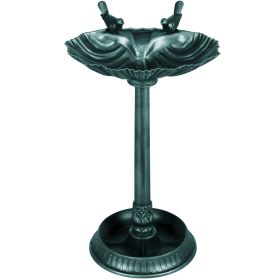 Outsunny 32" Verdigris Antique Bird Bath Decorative with Planter Pedestal and Bird Statues