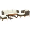 Patio Furniture Set w/ Cushions, 5 PCs PE Rattan Conversation Furniture Set, Cream White