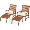 4-Piece Outdoor Seating Group: Acacia Wood, Cream Cushions, Includes Footstools for Ultimate Relaxation|