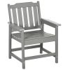 Outsunny Outdoor Dining Chair Plastic Patio Armchair with Armrests Slatted Back Gray for Lawn Garden Poolside