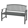 Outsunny 46" Outdoor Garden Bench Gray Metal Steel Slatted Frame for Stylish Patio Park Porch Lawn Yard Deck