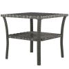 Rattan Wicker Outdoor Coffee Table with 2-Tier Storage Aluminum Frame Square Side Table with Tempered Glass Top Gray