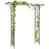 Garden Trellis Arch 82''Steel Elegant Scrollwork for Weddings & Gardens Brown