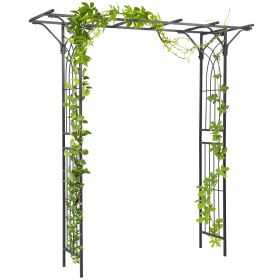 Garden Trellis Arch 82''Steel Elegant Scrollwork for Weddings & Gardens Brown
