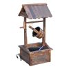 Outsunny Rustic Wishing Well Fountain for Outdoor Garden Accent Decorative