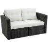 2PC Patio Wicker Corner Sofa Set Outdoor PE Rattan Furniture w Curved Armrests Cushion Balcony