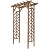 Fir Wood Garden Arbor Arch Trellis Pergola Style Roof Climbing Vines Stained Wood 79 inch