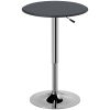 Bistro Bar Table 25", Round, Adjustable Height, Chrome Steel Base, for Home Bar, Kitchen, Dining - Black/Chrome