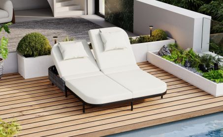 TREXM Outdoor Daybed, Patio Rattan Daybed with 5-Position Adjustable Backrest and Removable Cushions&Pillows