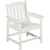 Outsunny Outdoor Dining Chair Plastic Patio Armchair with Armrests Slatted Back White for Lawn Garden Poolside