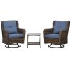 Rocking Retreat: Dark Blue Bistro Set with 360Â°Swivel & Rocking Function