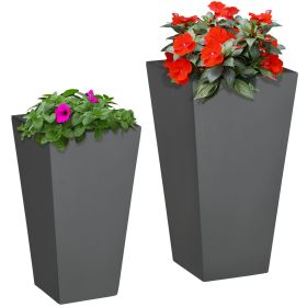 Patio Planters 2-Piece MgO Flower Receptacles with Drainage for Lush Outdoor Decor Gray