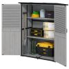 Outsunny Wood Storage Shed, Outdoor Garden Shed with Asphalt Roof, 2 Shelves, Lockable Doors and Adjustable Feet, Gray