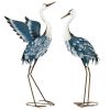 Outsunny Set of 2 Standing Bird Garden Sculptures, Heron Garden Statues for Lawn, Patio, Backyard Decoration, 29" & 27.5", Blue & White