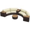 8 Piece Patio Furniture Set with 4 Rattan Sofa Chairs & 4 Tables with Storage & Umbrella Hole, Mixed Brown