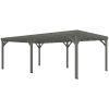 12' x 20' Outdoor Wooden Pergola, Grape Vine Gazebo with Concrete Anchors for Garden, Patio, Backyard, Deck, Gray