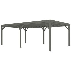 12' x 20' Outdoor Wooden Pergola, Grape Vine Gazebo with Concrete Anchors for Garden, Patio, Backyard, Deck, Gray