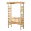 Outsunny Garden Bench Arch Pergola Natural Fir Wood Protective Varnish 2 Person Ergonomic Design