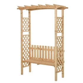 Outsunny Garden Bench Arch Pergola Natural Fir Wood Protective Varnish 2 Person Ergonomic Design