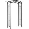 7Ft Metal Garden Arch, Functional Support, All-weather Resistance, Top Extension Bar, for Wedding, Party, Ceremony, Black