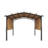 10 x 10 ft Outdoor Pergola, Arched Top Metal Pergola, Retractable Pergola with Sun Shade Canopy, Large Patio Shelter Pavilion