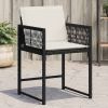Garden Chair Set of 4 Black, Cream PE rattan