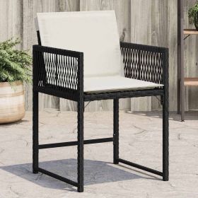 Garden Chair Set of 4 Black, Cream PE rattan