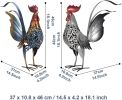 18" Metal Roosters Garden Statues Outdoor Decor - Carved Iron Rooster Yard Art for Patio, Lawn, Backyard, Farmhouse - Chicken Lover Gifts-Set of 2