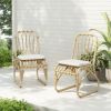 Outdoor PE Wicker Dining Chairs with Washable Cushion Set of 2, Outdoor Rattan chairs for Backyard, Poolside, Garden,Patio,Natural