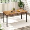 63" Outdoor Dining Table with Acacia Wood Slatted Tabletop