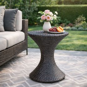 Outdoor 16-inch Multi-brown Wicker Hourgla Side Table