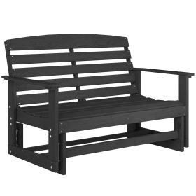 Patio Glider Bench w/ HDPE Slatted Double Rocking Chair, Distressed Black