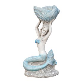 Ocean Style 11.61' x 7.68' x 23.23' Magnesium Oxide Mermaid Statue for Home, Garden, Patio