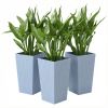 Tall Planters for Outdoor Plants Set of 3, 24 In Taper Planters with Drainage Holes, Rattan Decor Plant Pots, Light Gray