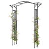 Garden Arch, PE-Coated Steel Garden Arch Trellis with Extended Top, Black