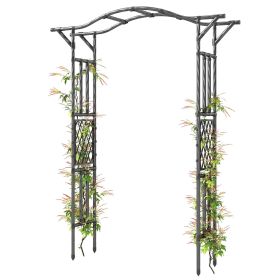 Garden Arch, PE-Coated Steel Garden Arch Trellis with Extended Top, Black