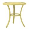 Outdoor Round Side Table, Small Metal Table Patio End Table Coffee Bistro Table for Indoor Outdoor, Light Yellow