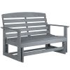 Patio Glider Bench w/ HDPE Slatted Double Rocking Chair, Distressed Gray