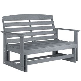 Patio Glider Bench w/ HDPE Slatted Double Rocking Chair, Distressed Gray
