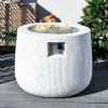 Direct Wicker 31" Outdoor Round Magnesium Oxide Gas Fire Pit Table with Lid & Rain Cover,White