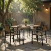 5 PCS Outdoor Dining Set for 4, Square Table with Acacia Wood Top & Chairs, 32.5" Modern Furniture Set for Patio, Deck, Backyard, Porch,Teak + Black