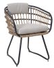 Outdoor Wicker Dining Chairs Set of 2, Patio Dining Chairs with Cushions, Rattan Dining Armchairs for Lawn, Garden, Poolside, Backyard, Porch, Beige