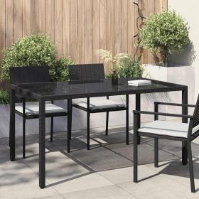 Garden Dining Table Black 59.1" x 35.4" x 29.5" Poly rattan